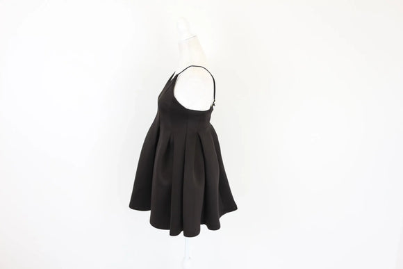 Black babydoll dress with a plunge - S
