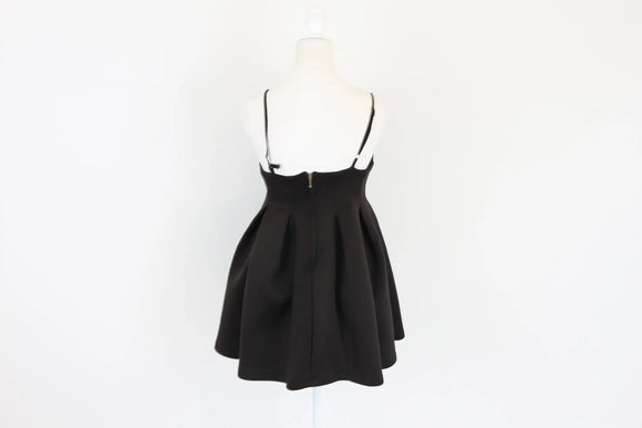 Black babydoll dress with a plunge - S