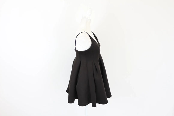Black babydoll dress with a plunge - S