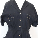 Danny & Nicole New York Navy Button-Front Midi Dress with Silver Concho Buttons – Size 14-6