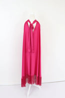 Cherise pink satin dress with tassels - S-3