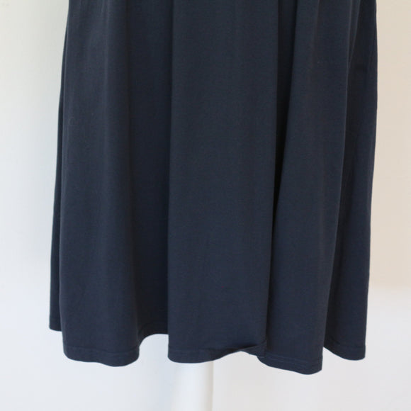 Steel Blue Short Sleeve Wrap-Front V-Neck Midi Dress with Wide Waistband – Size M