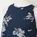 Navy Chiffon Botanical Lily Print Sleeveless Swing Mini Dress – Size XS-3