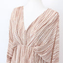 Blush & Mocha Abstract Stripe Batwing Plunge V-Neck Mini Dress – Size M-4
