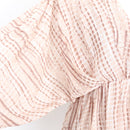 Blush & Mocha Abstract Stripe Batwing Plunge V-Neck Mini Dress – Size M-3