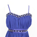 Royal Blue Chiffon Sweetheart Empire-Waist Cocktail Dress with Crystal Embellished Neckline & Waistband – Size 34-4