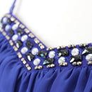 Royal Blue Chiffon Sweetheart Empire-Waist Cocktail Dress with Crystal Embellished Neckline & Waistband – Size 34-2