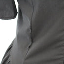 Black Cold-Shoulder Ruffle Sleeve Basque Waist Pleated Full Skirt Midi Dress – Size S-6