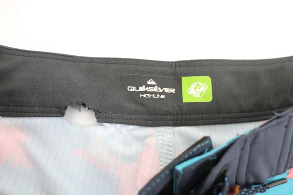 Quicksilver Highline swim shorts (blue and pink) - small sample cut