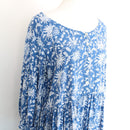 Cornflower Blue Botanical Print Long Sleeve Tiered Smock Midi Dress with Ruffle Pockets – Size M-2