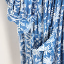 Cornflower Blue Botanical Print Long Sleeve Tiered Smock Midi Dress with Ruffle Pockets – Size M-4