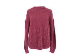 Maroon cableknit jersey - M