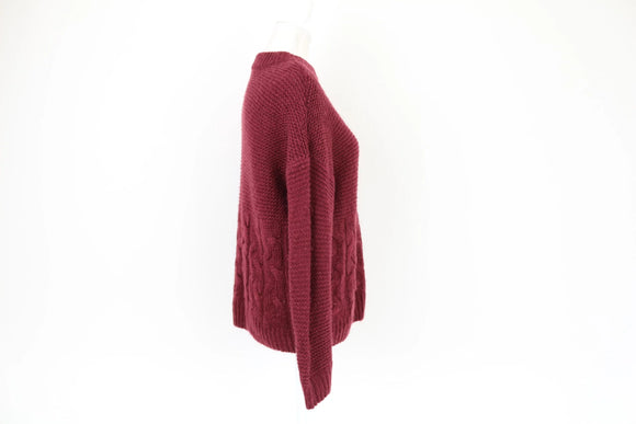 Maroon cableknit jersey - M