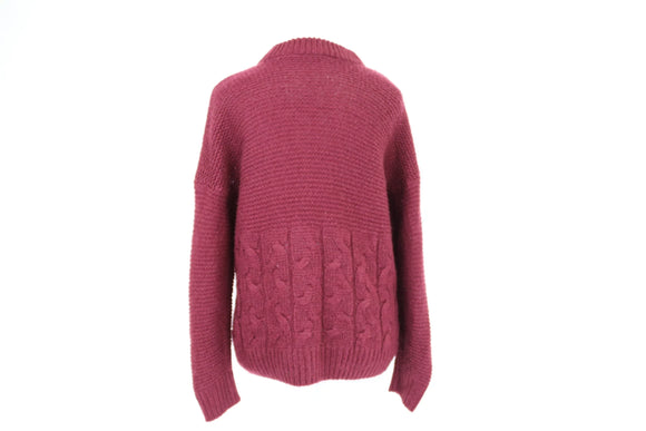 Maroon cableknit jersey - M