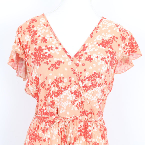 Pink Floral Wrap Dress – Size M