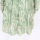 Sage Green Ikat Print Chiffon Deep V-Neck Batwing Long Sleeve Empire Waist Mini Dress – Size M-3