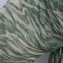Sage Green Ikat Print Chiffon Deep V-Neck Batwing Long Sleeve Empire Waist Mini Dress – Size M-4