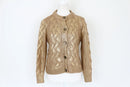 ZARA Golden cableknit buttonup cardigan - XS-1