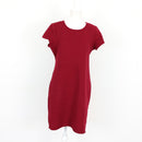 Burgundy Ribbed Cap Sleeve Round-Neck Bodycon Mini Dress – Size M-1