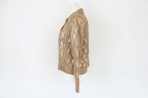 ZARA Golden cableknit buttonup cardigan - XS