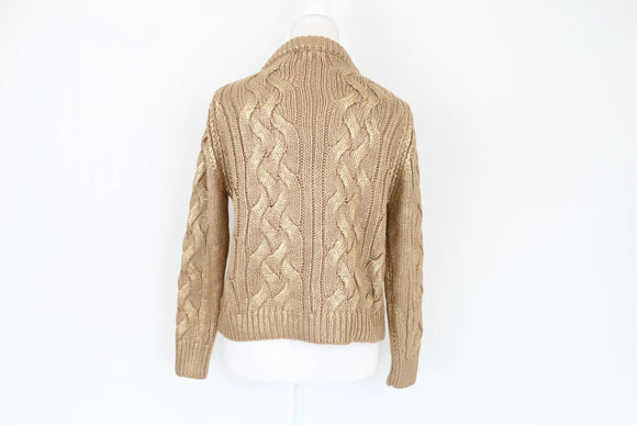 ZARA Golden cableknit buttonup cardigan - XS