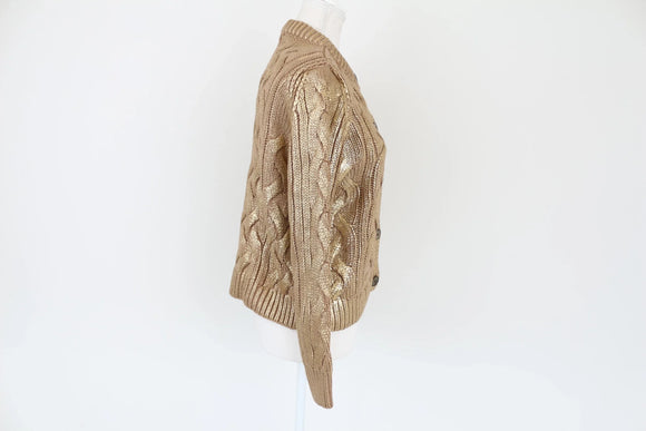 ZARA Golden cableknit buttonup cardigan - XS