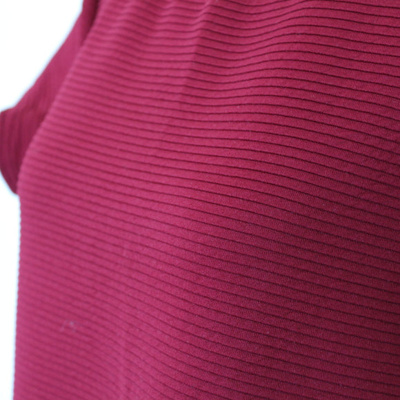 Burgundy Ribbed Cap Sleeve Round-Neck Bodycon Mini Dress – Size M