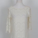 Woolworths Ivory Lace Off-Shoulder Scallop Neckline Bell Sleeve Shift Midi Dress – Size 10-2