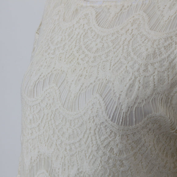 Woolworths Ivory Lace Off-Shoulder Scallop Neckline Bell Sleeve Shift Midi Dress – Size 10