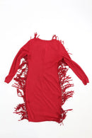 Red velvet tassel bodycon dress - S-3