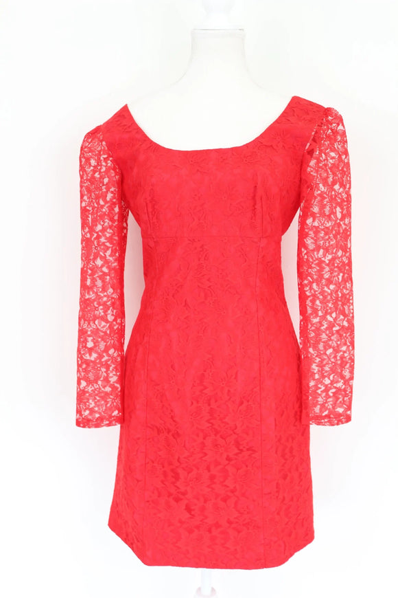Red lace cocktail dress - S