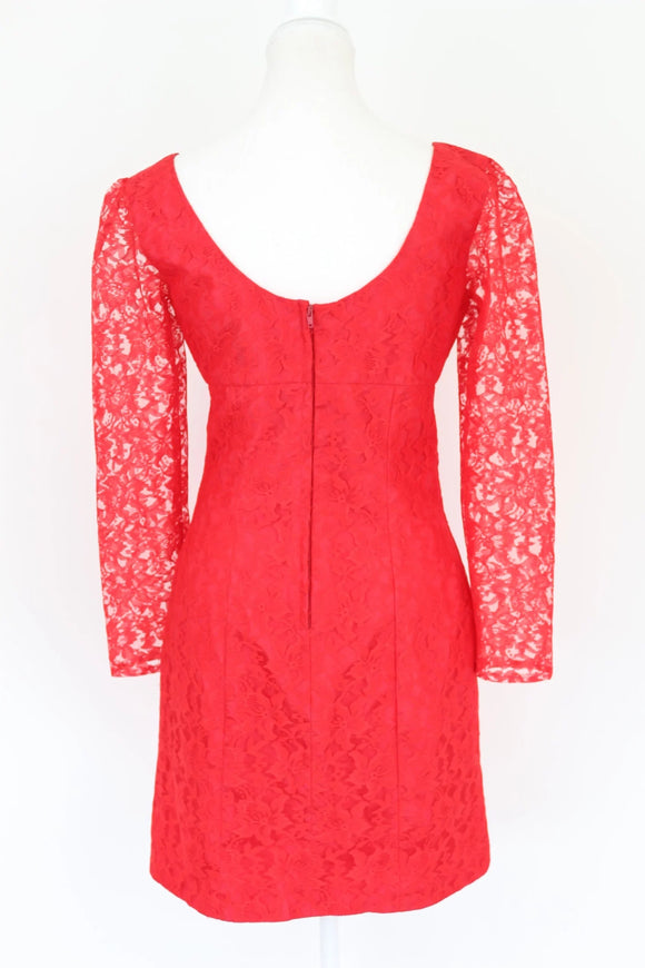 Red lace cocktail dress - S