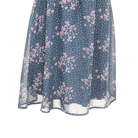 Dark blue and red floral dress - M