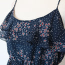 Dark blue and red floral dress - M-4