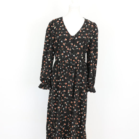 Floral & Black Long Sleeve Dress | Thrift Find – Size M