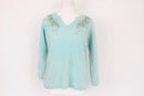 Baby blue 50% lambswool jersey with beaded detail - M-1