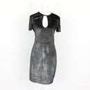 Black & Silver Velvet Mini Bodycon Dress | Thrift Find – Size XS-1