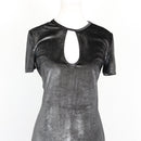 Black & Silver Velvet Mini Bodycon Dress | Thrift Find – Size XS-4
