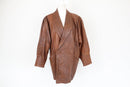 Brown genuine leather jacket - L-1