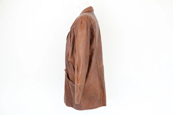 Brown genuine leather jacket - L