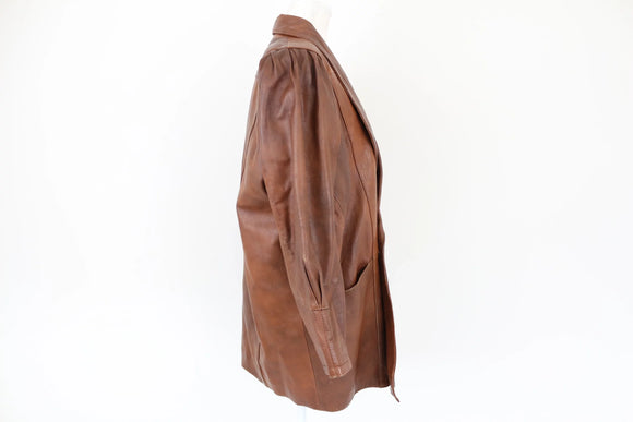 Brown genuine leather jacket - L