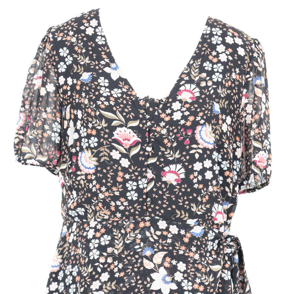 Woolworths Black & Floral Mini Dress | Thrift Find – Size 12