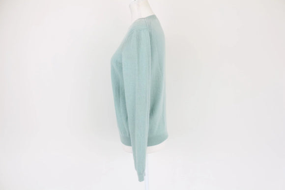 Baby blue 50% lambswool jersey with beaded detail - M