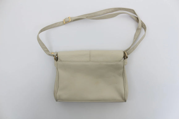 Cream faux leather sling bag
