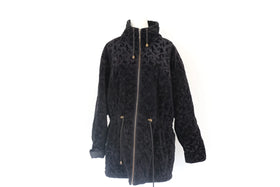 Quilted velvet winter jacket - black - M