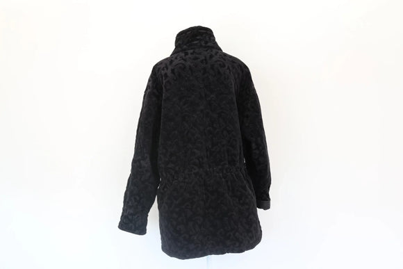 Quilted velvet winter jacket - black - M
