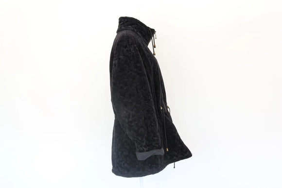 Quilted velvet winter jacket - black - M