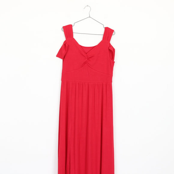 Red Ribbed Maxi Dress | Thrift Find – Size XL