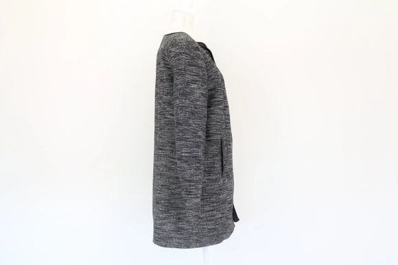 Black and white coat with faux leather trimming - 8