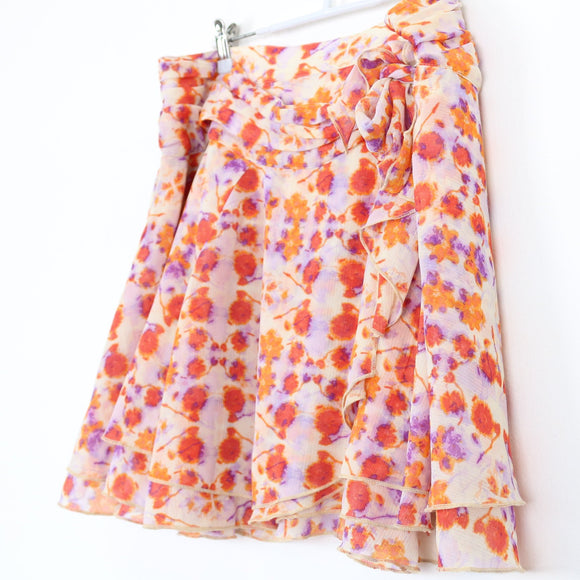 Purple & Orange Mini Wrap Skirt | Thrift Find – Size XL